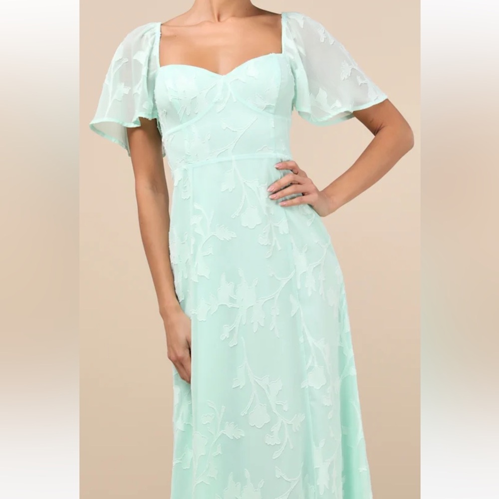 Lulus Tailor Made For You Mint Green Jacquard Lace-Up Maxi Dress - Picture 3 of 12